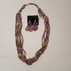 BEADED NECKLACE AND EARRING SET
